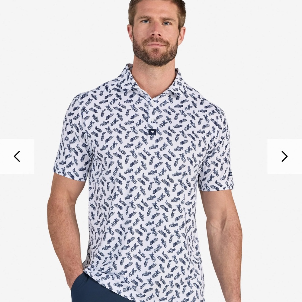 Bad Birdie “Caddie by Day” Men's White and Blue Golf Polo XL